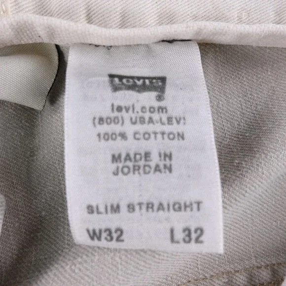 Vintage Tab Levis Mens Slim Straight Tan Twill Chino‎ Pants 32x32 Flap Pockets - Picture 4 of 9